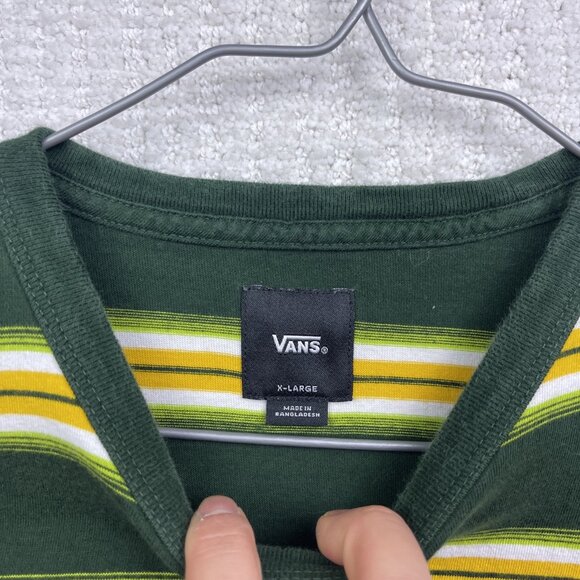 VANS Mesa Verde T-Shirt Boys XL Striped Yellow / Green Skater Surf Mountain - Picture 7 of 15
